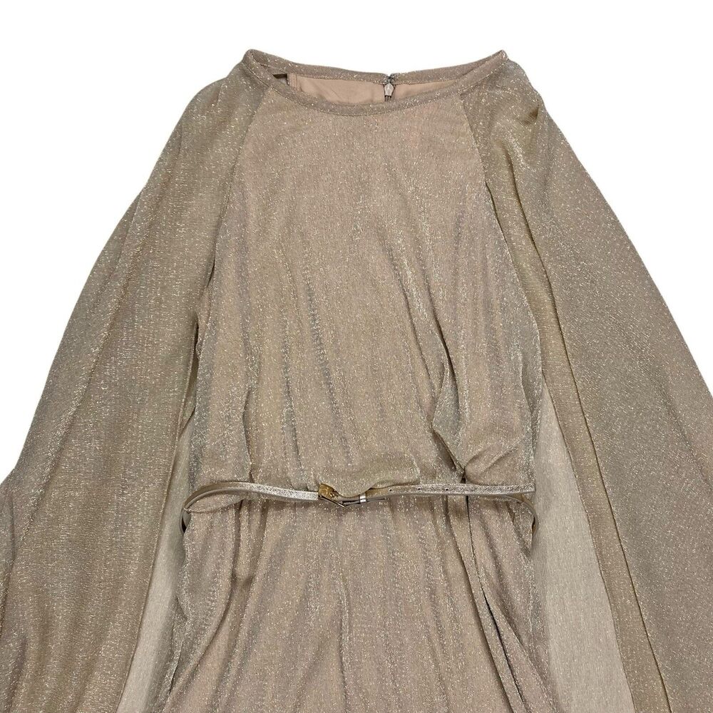 Gold Sheer Cape Sparkle Dress - Women - Picture 3 of 16